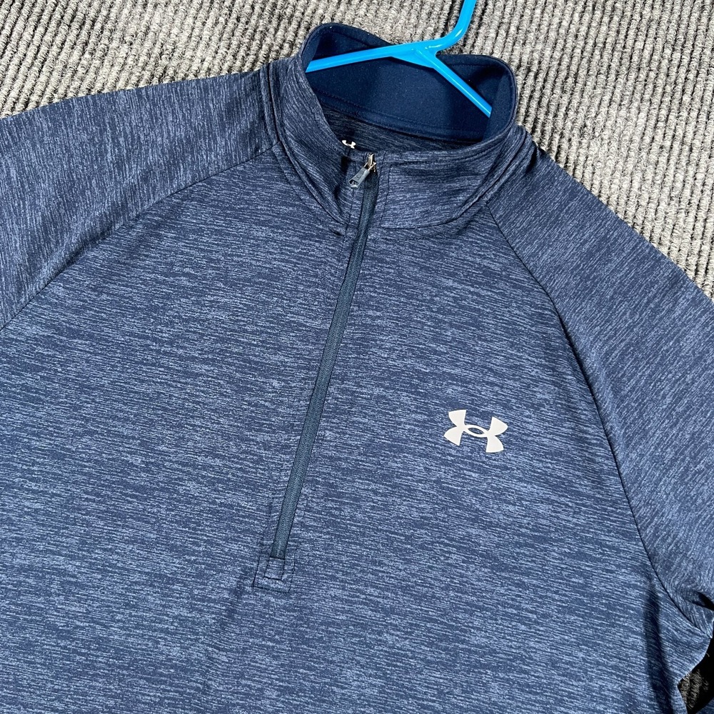 Under Armour Pullover Shirt‎ Mens Medium Loose Fit Blue Long Sleeve 1/4 Zip